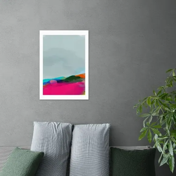 Red Poppies Field Abstract III Framed Print - Multicolor image
