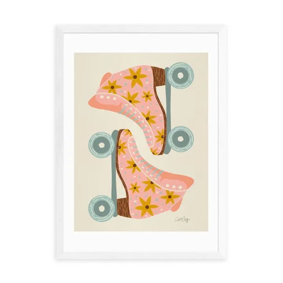 Retro Rollerskates Wall Print - Multicolor, Paper
