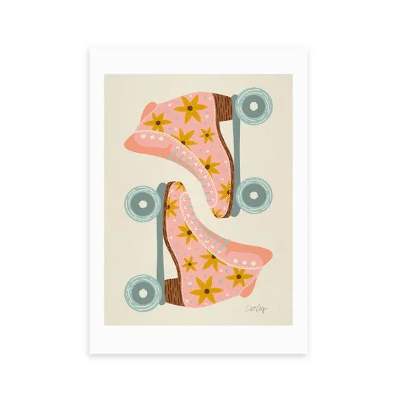 Retro Rollerskates Wall Print - Multicolor, Paper