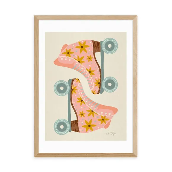 Retro Rollerskates Wall Print - Multicolor, Paper