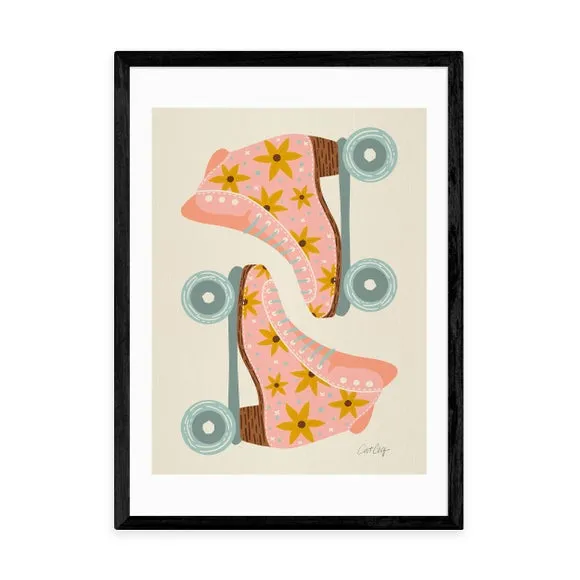 Retro Rollerskates Wall Print - Multicolor, Paper