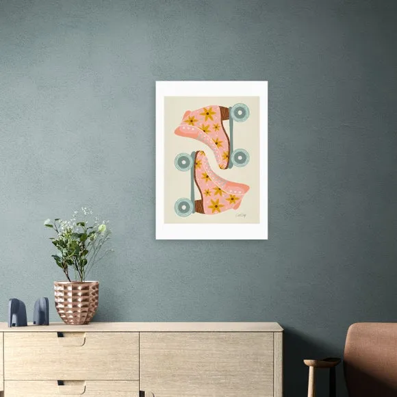 Retro Rollerskates Wall Print - Multicolor, Paper image