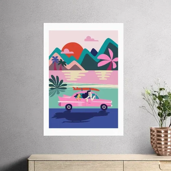Road Trip Wall Print - Multicolor, Paper