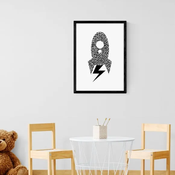 Rocket Print Wall Art - White, Paper
