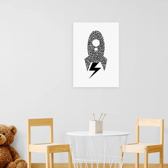 Rocket Print Wall Art - White, Paper image