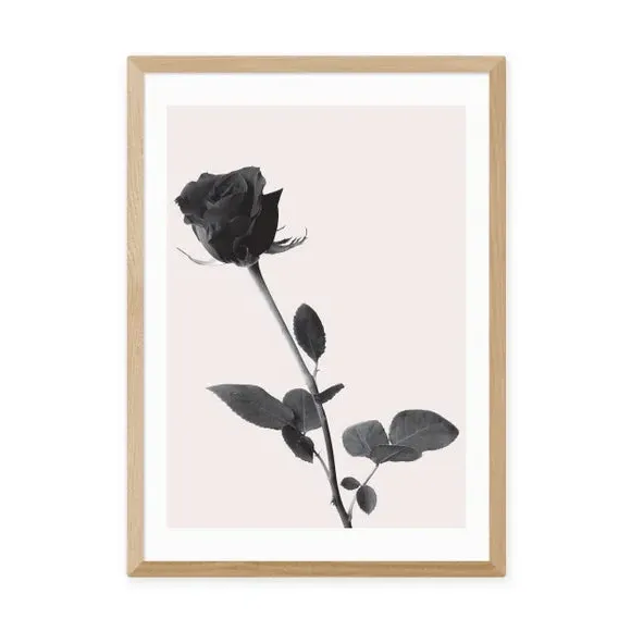 Rose Wall Print - Black, Archival Paper