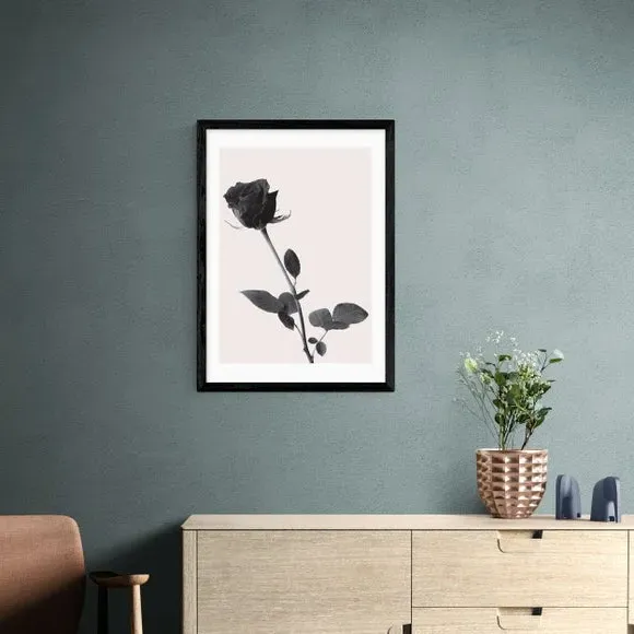 Rose Wall Print - Black, Archival Paper