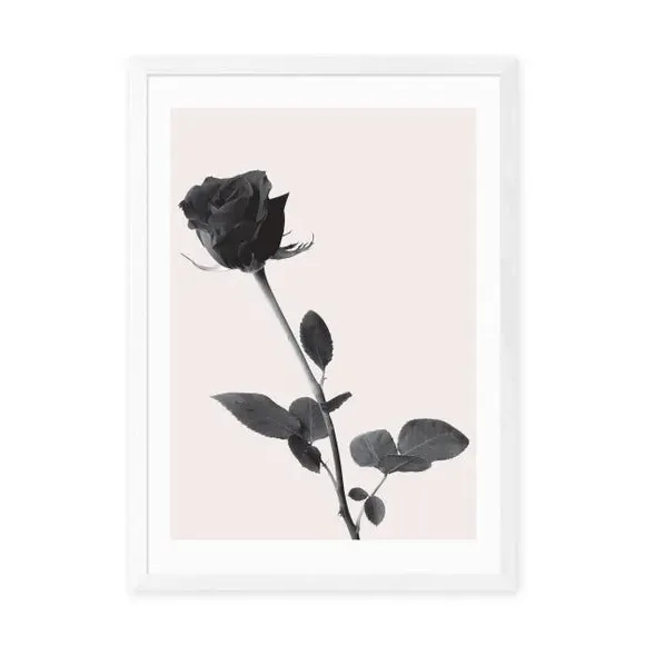 Rose Wall Print - Black, Archival Paper