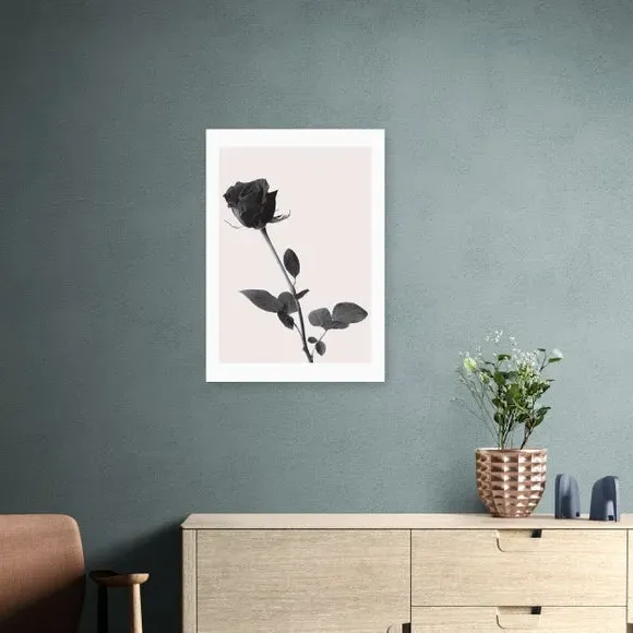 Rose Wall Print - Black, Archival Paper image