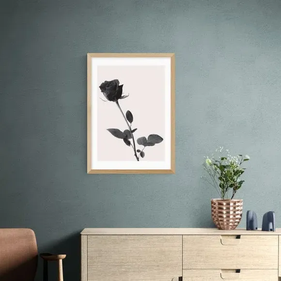 Rose Wall Print - Black, Archival Paper