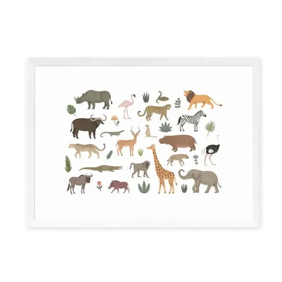 Safari Animals Wall Print - Multicolor, Paper
