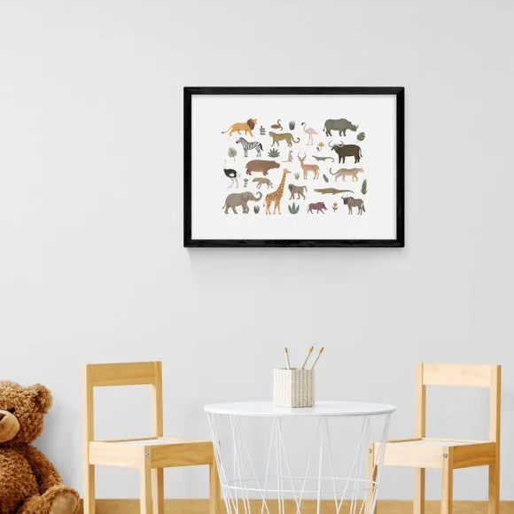 Safari Animals Wall Print - Multicolor, Paper