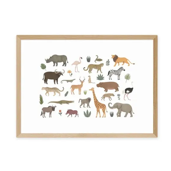 Safari Animals Wall Print - Multicolor, Paper