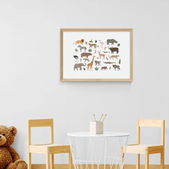 Safari Animals Wall Print - Multicolor, Paper
