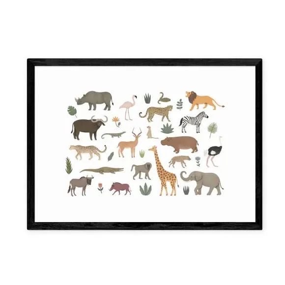 Safari Animals Wall Print - Multicolor, Paper