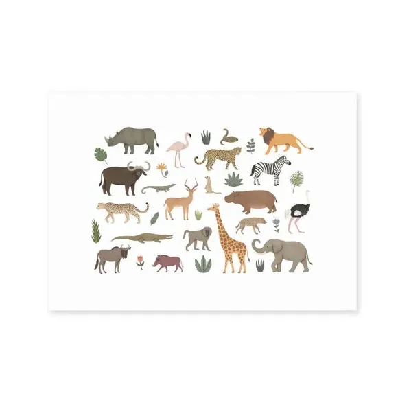 Safari Animals Wall Print - Multicolor, Paper