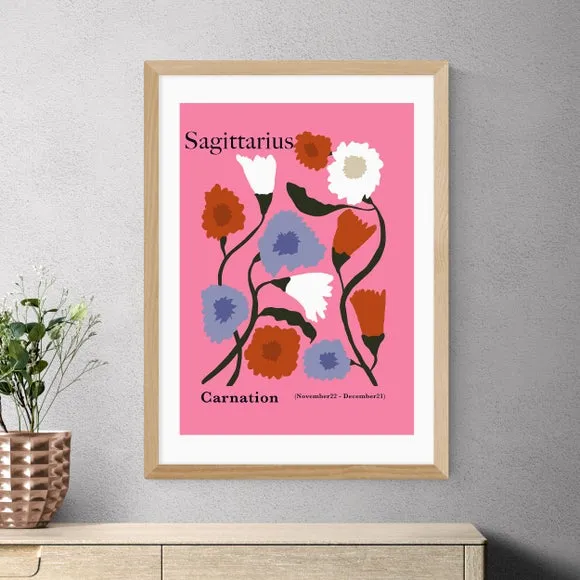 Sagittarius Art Print - Pink, Archival Paper