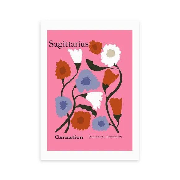 Sagittarius Art Print - Pink, Archival Paper