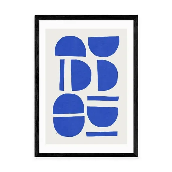 Sculptural I Framed Print - Blue, Watercolour