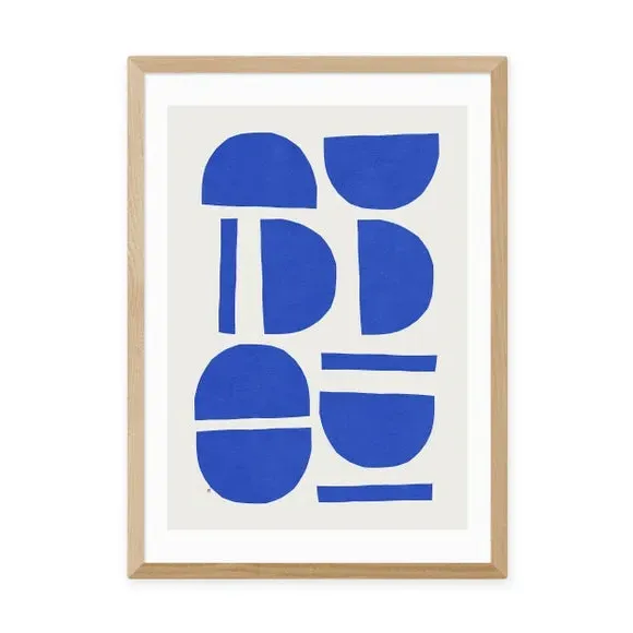 Sculptural I Framed Print - Blue, Watercolour