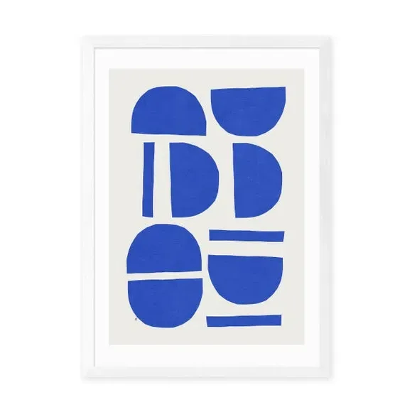 Sculptural I Framed Print - Blue, Watercolour