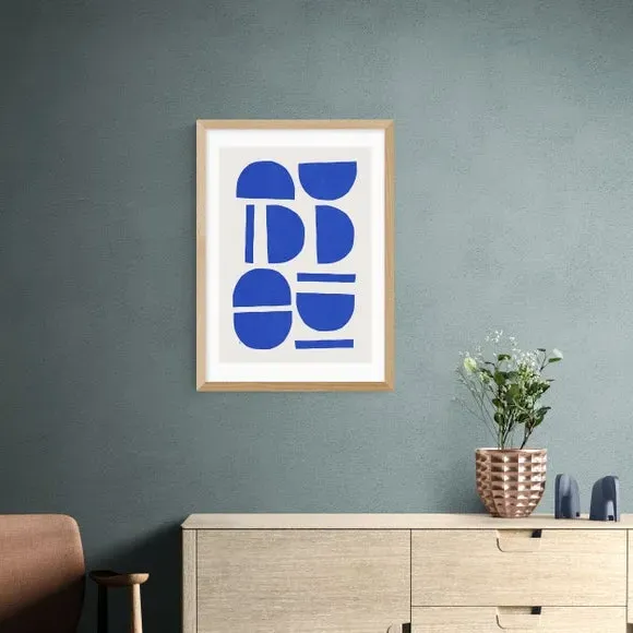 Sculptural I Framed Print - Blue, Watercolour