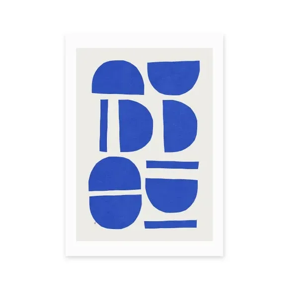 Sculptural I Framed Print - Blue, Watercolour