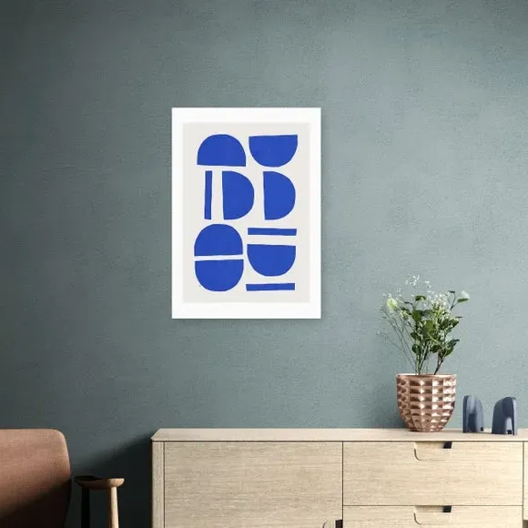 Sculptural I Framed Print - Blue, Watercolour image
