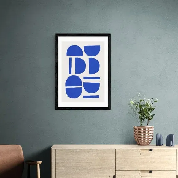 Sculptural I Framed Print - Blue, Watercolour