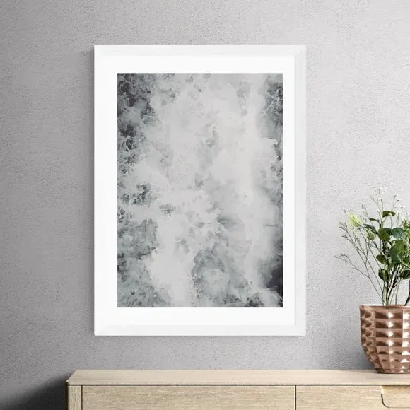 Sea Foam Wall Print - White Frame