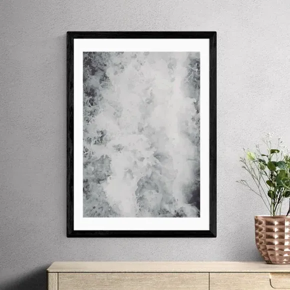 Sea Foam Wall Print - White Frame