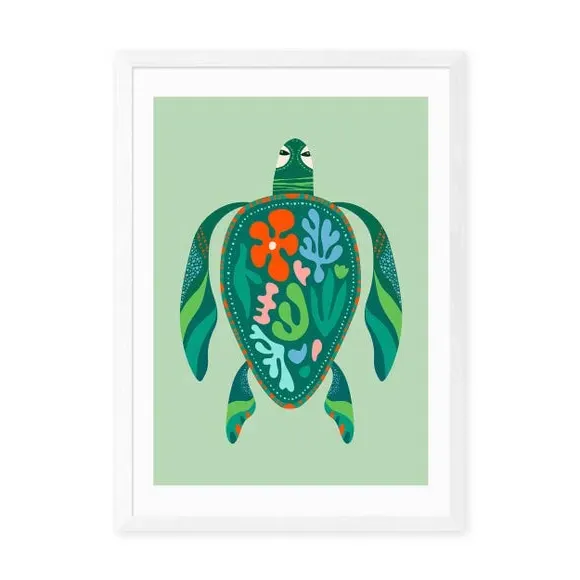 Sea Turtle Wall Print - Green