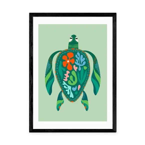 Sea Turtle Wall Print - Green