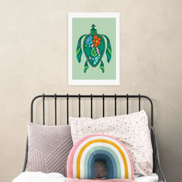 Sea Turtle Wall Print - Green