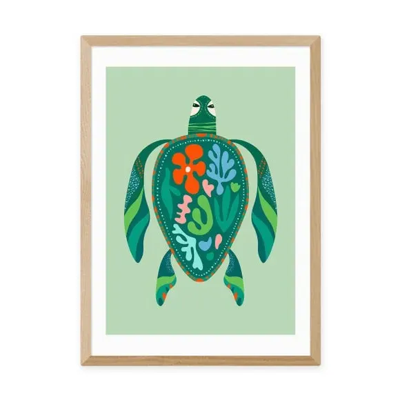 Sea Turtle Wall Print - Green