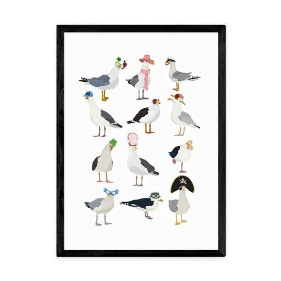 Seagulls Wall Print - Multicolor