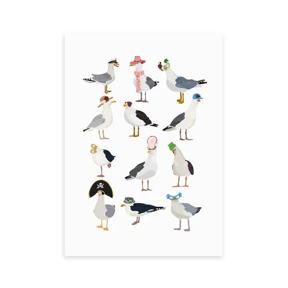 Seagulls Wall Print - Multicolor