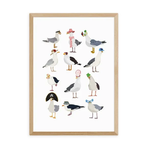 Seagulls Wall Print - Multicolor