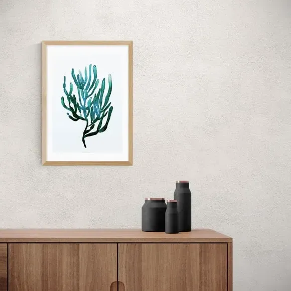 Seaweed Wall Print - Blue, Archival Paper