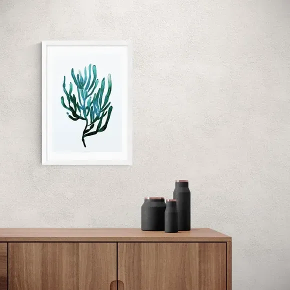 Seaweed Wall Print - Blue, Archival Paper