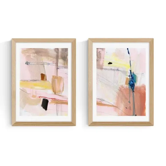 Set of 2 Abstract Wall Prints - Multicolor