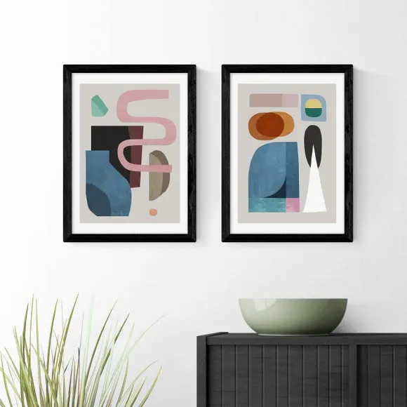 Set of 2 Abstract Wall Prints - Multicolor