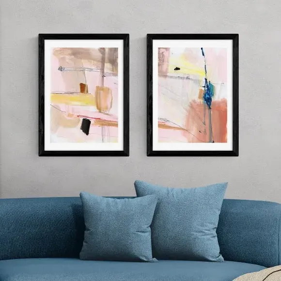 Set of 2 Abstract Wall Prints - Multicolor