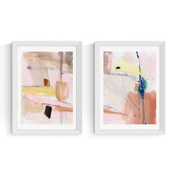 Set of 2 Abstract Wall Prints - Multicolor