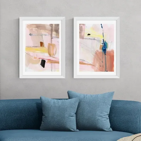 Set of 2 Abstract Wall Prints - Multicolor