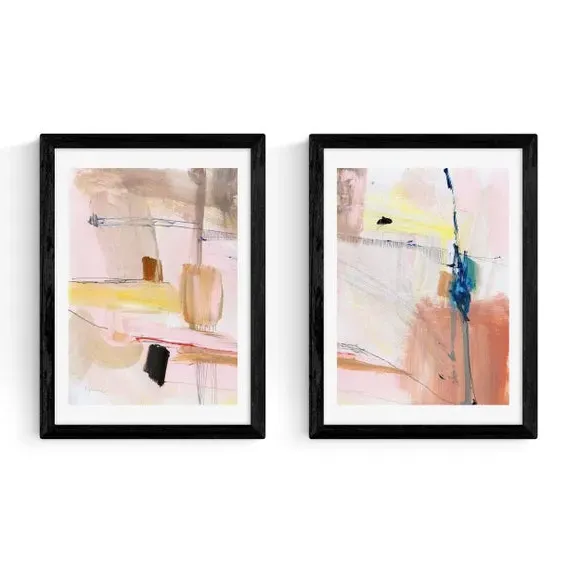 Set of 2 Abstract Wall Prints - Multicolor
