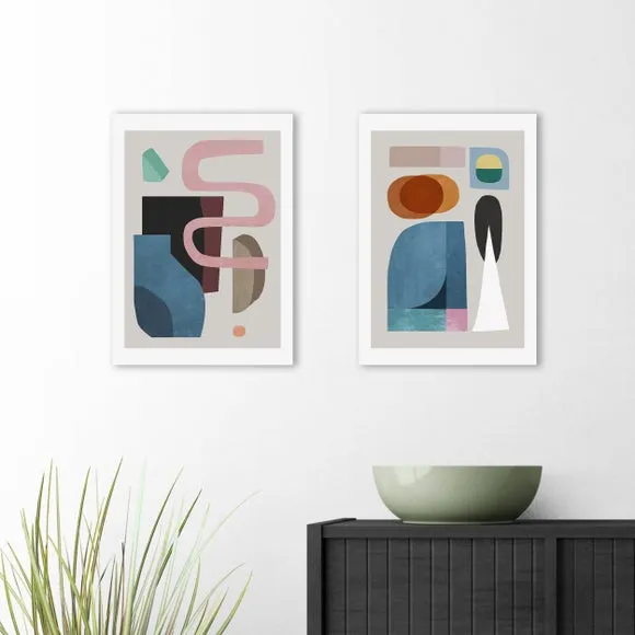 Set of 2 Abstract Wall Prints - Multicolor image