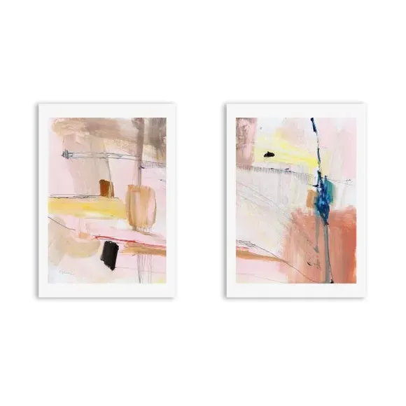 Set of 2 Abstract Wall Prints - Multicolor