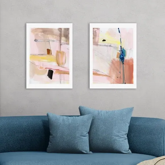 Set of 2 Abstract Wall Prints - Multicolor image