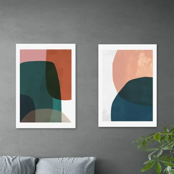 Set of 2 Abstract Wall Prints - Multicolor image